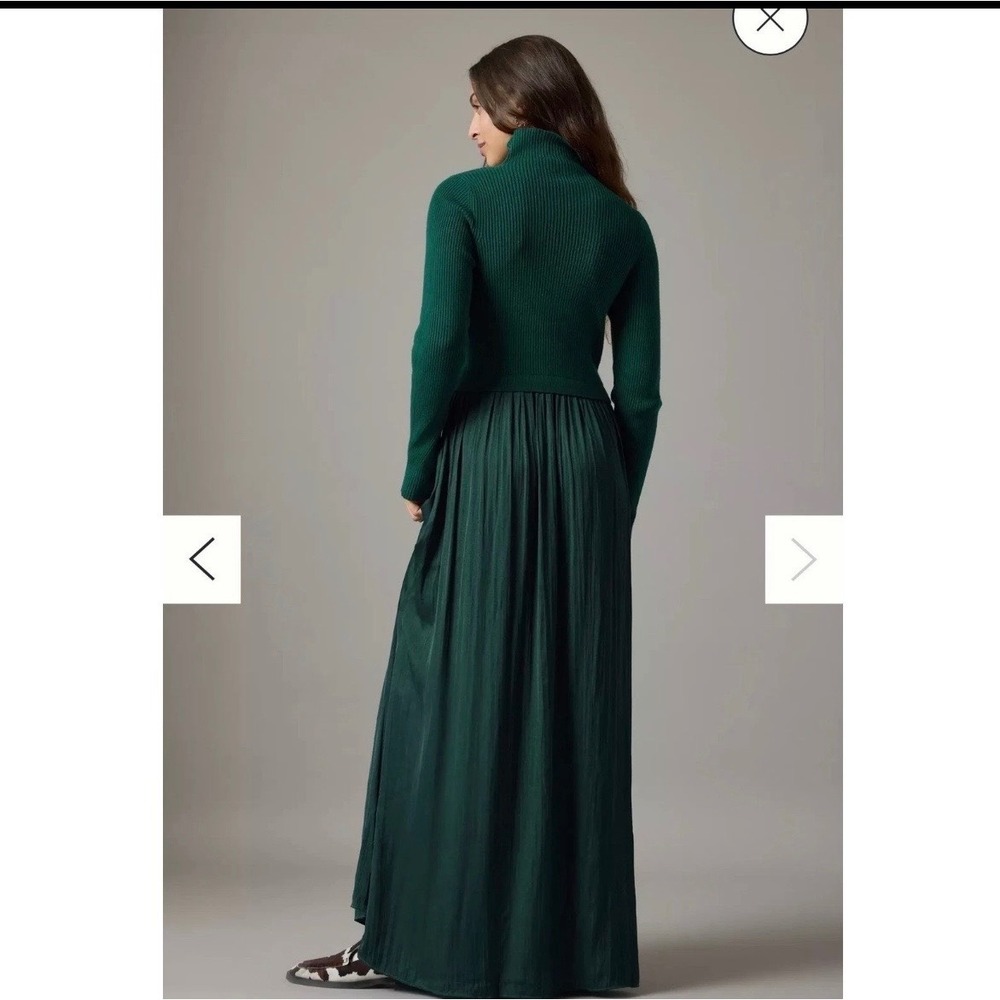 Anthropologie Women's 1X Thea Twofer Sweater Maxi Dress Green Long Sleeve - Picture 2 of 6
